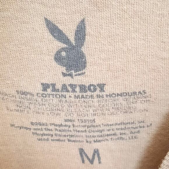 Playboy M Graphic T-Shirt Multicolor Logo Grid Beige Pop Art Style Streetwear - Picture 4 of 4